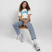 Thumbnail for Cream Weekender Varsity Tee - Because Weekend