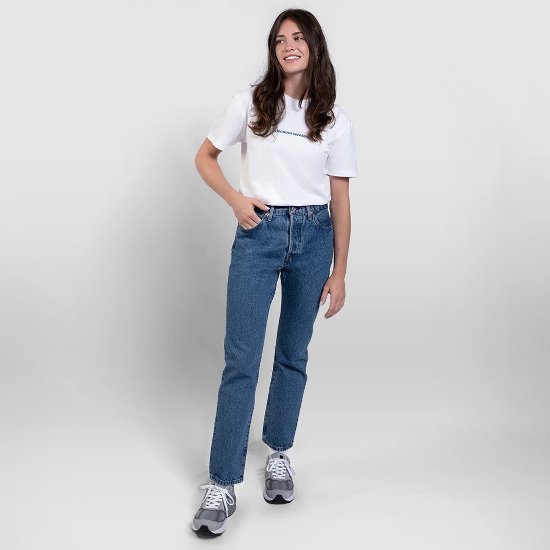 White/Viridian Logo Tee - Because Weekend