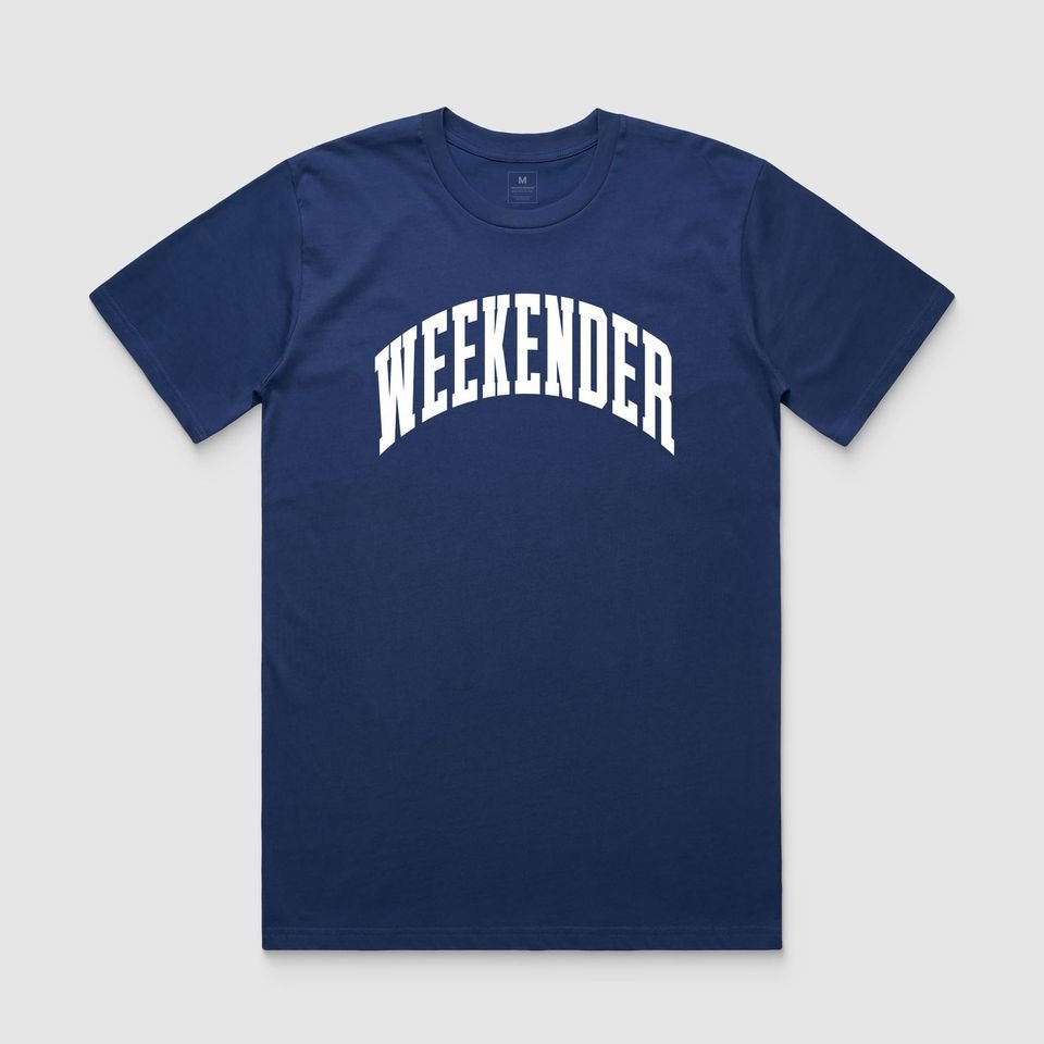 Cobalt Weekender Varsity Tee - Because Weekend