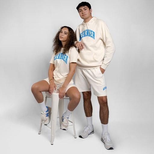 Cream Weekender Varsity Hoodie - Because Weekend