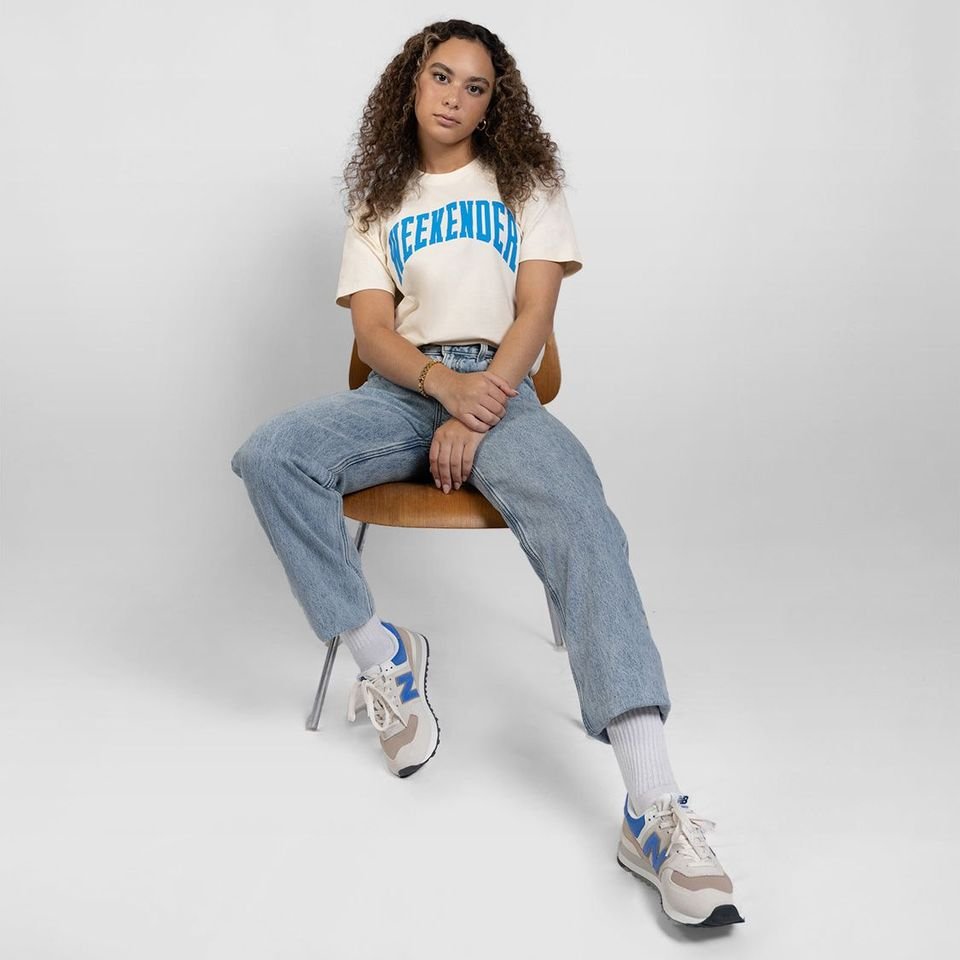 Cream Weekender Varsity Tee - Because Weekend