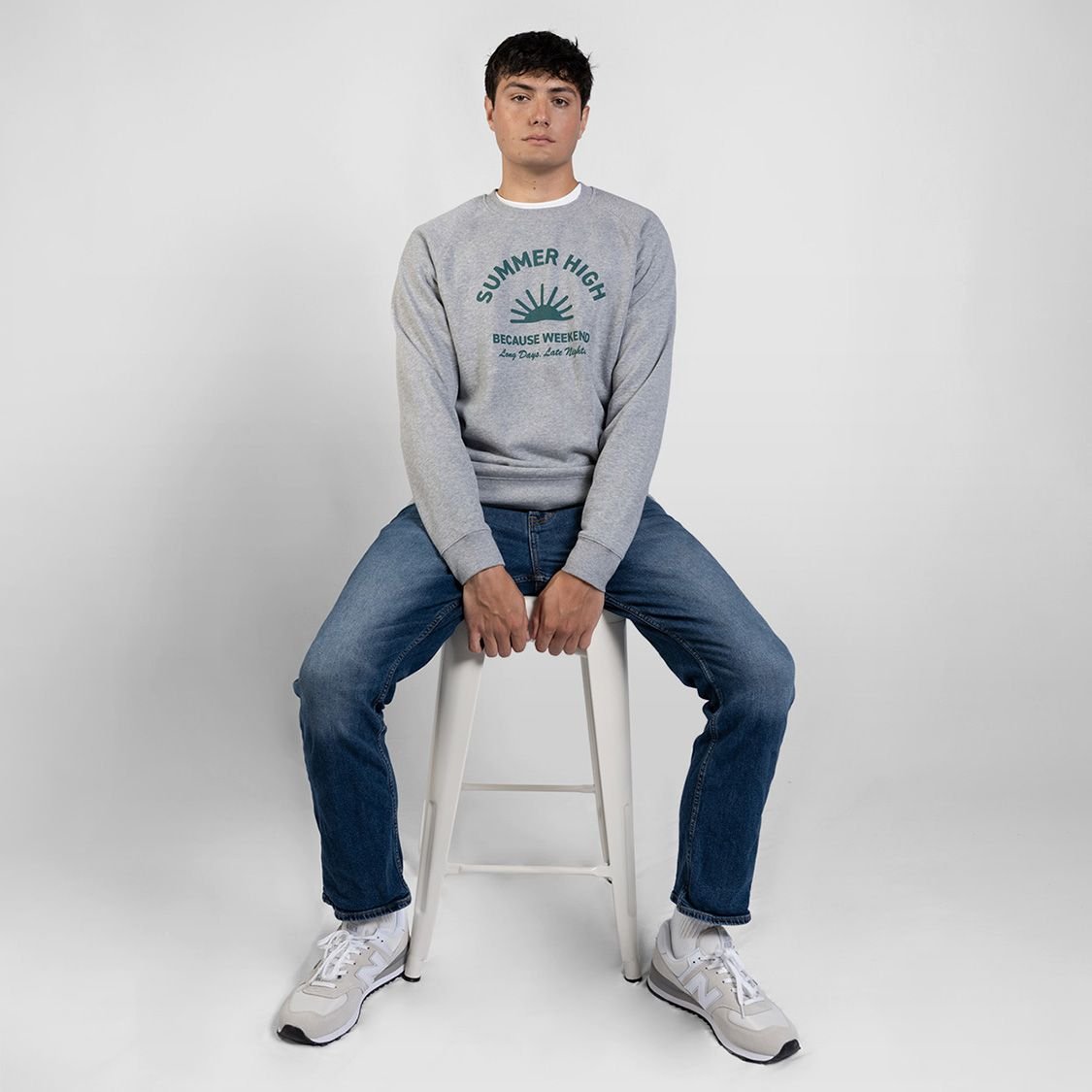 Heather Gray Summer High Crew - Because Weekend