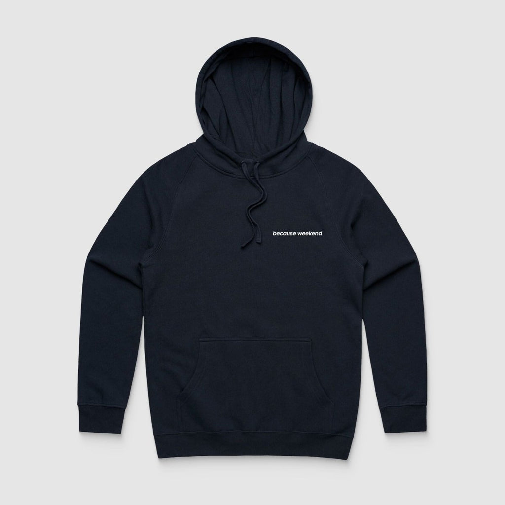 Navy Logo Hoodie - Because Weekend