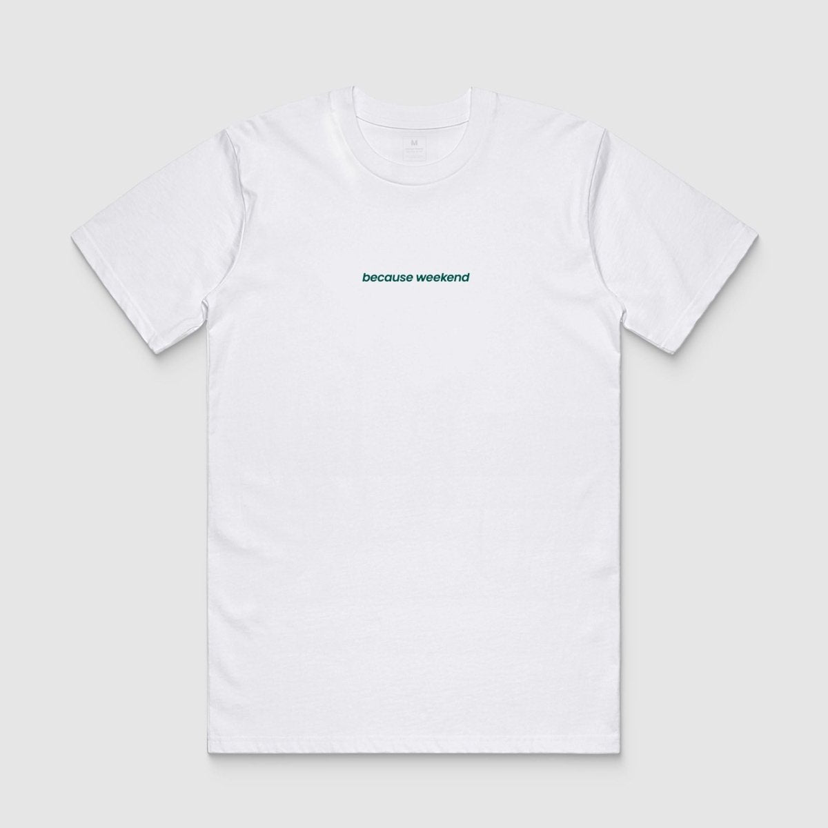 White/Viridian Logo Tee - Because Weekend